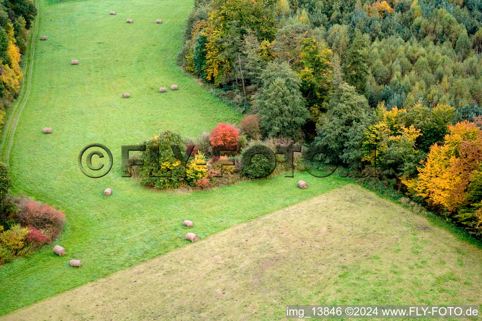 Vallée d'Otterbachtal à Minfeld dans le département Rhénanie-Palatinat, Allemagne d'en haut