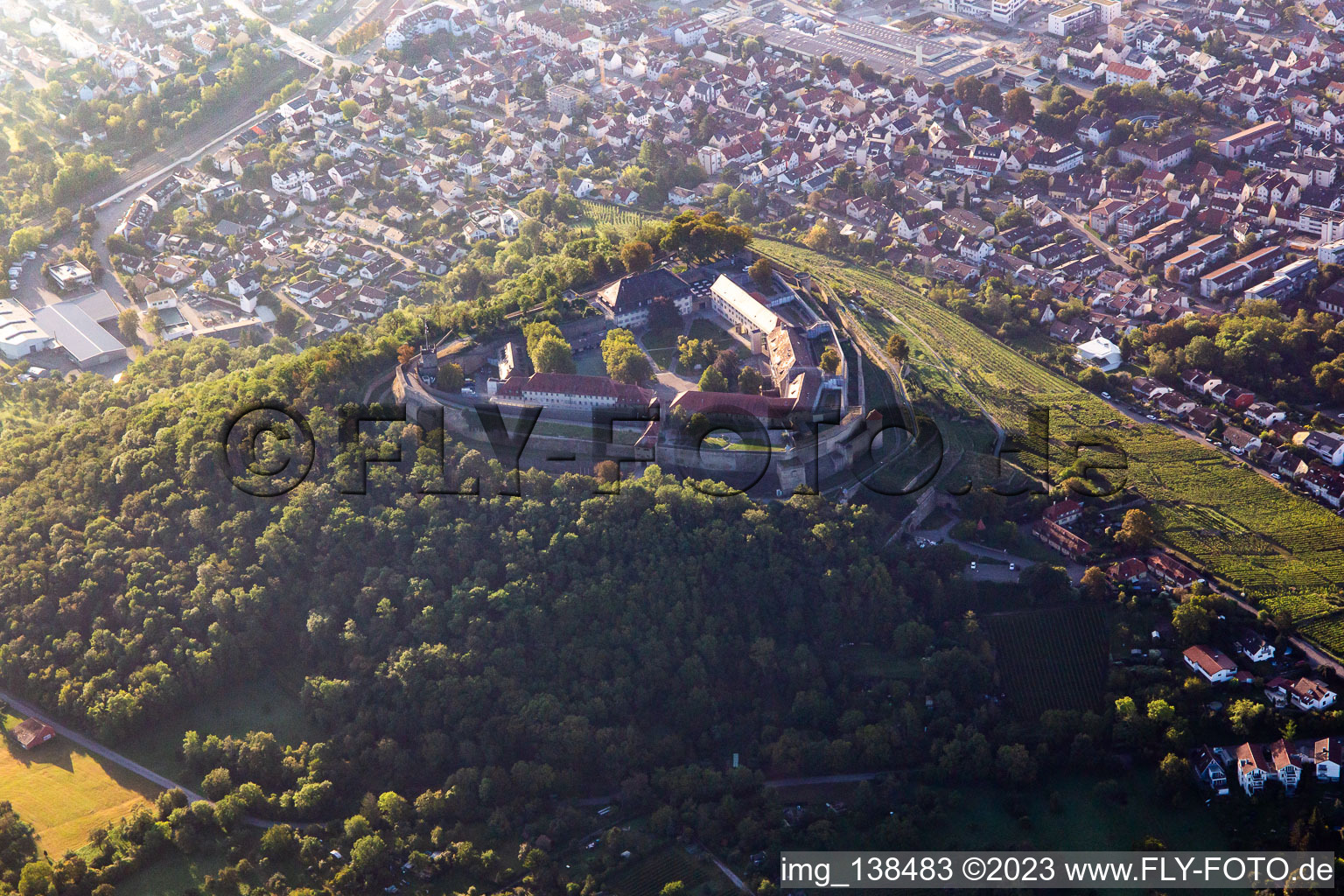 Vue aérienne de Musée Hohenasperg - Une prison allemande à Asperg dans le département Bade-Wurtemberg, Allemagne