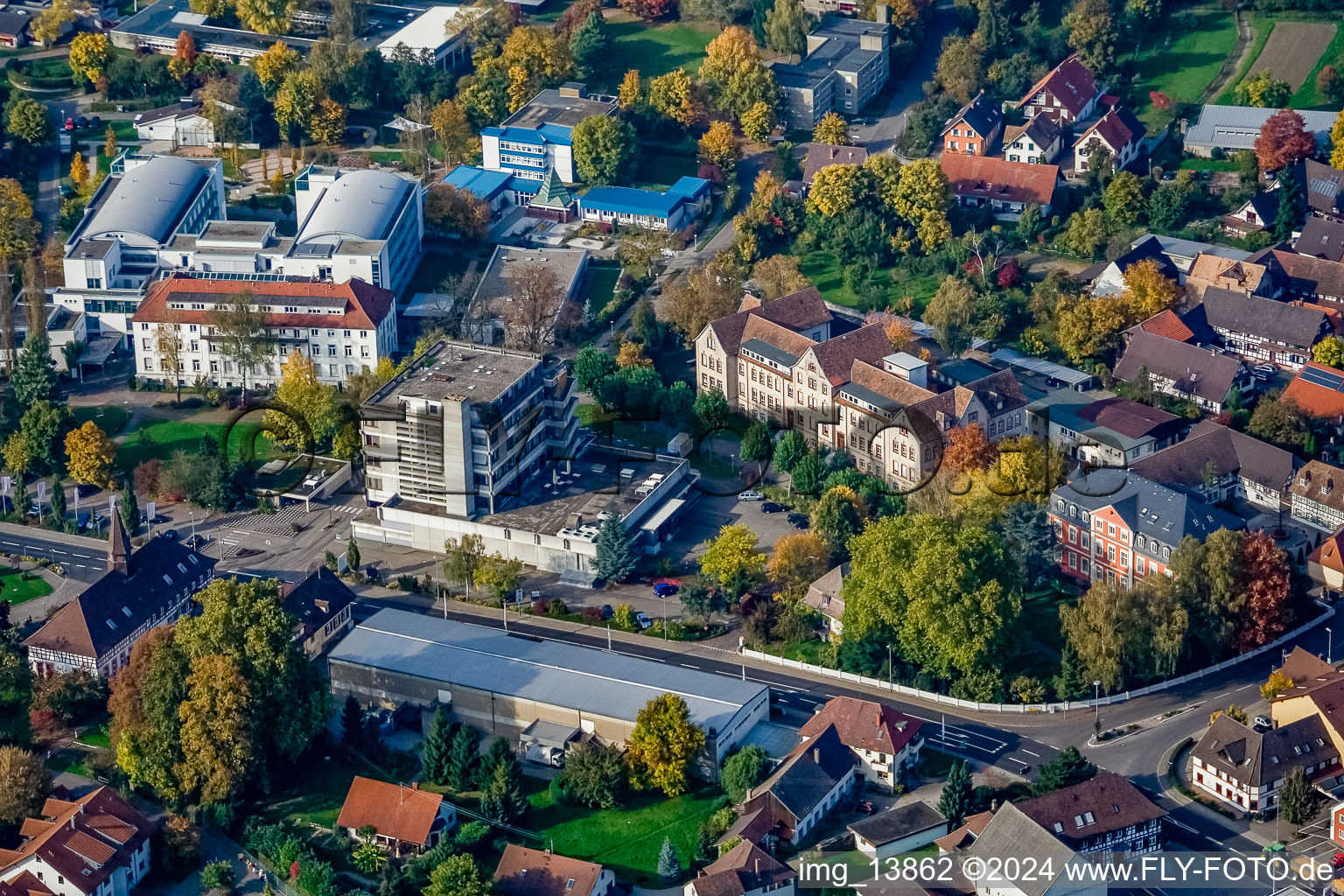 Vue aérienne de Centre d'épilepsie Kork à le quartier Kork in Kehl dans le département Bade-Wurtemberg, Allemagne