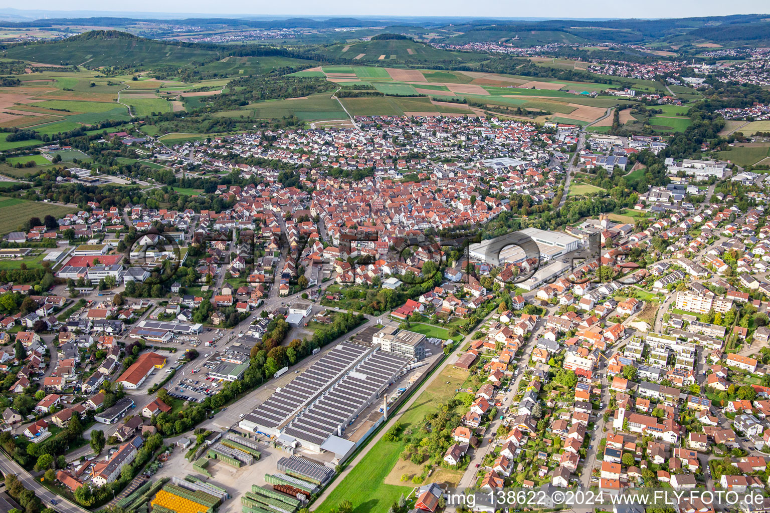 Vue aérienne de Großbottwar dans le département Bade-Wurtemberg, Allemagne