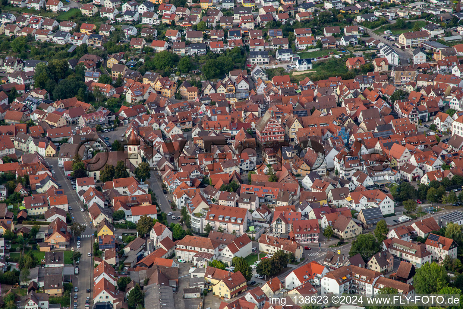 Vue aérienne de Vieille ville historique à Großbottwar dans le département Bade-Wurtemberg, Allemagne