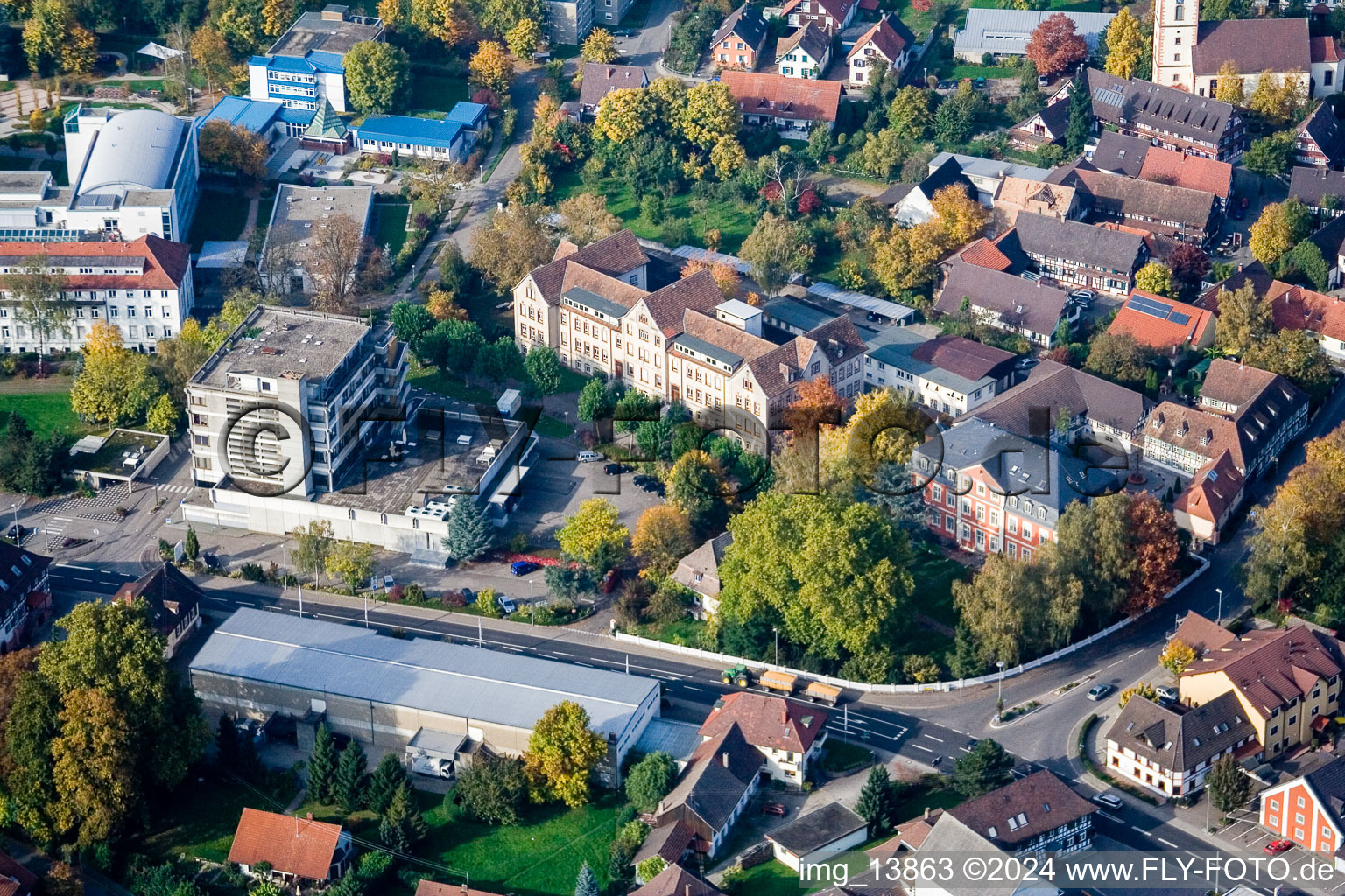 Vue aérienne de Centre d'épilepsie Kork à le quartier Kork in Kehl dans le département Bade-Wurtemberg, Allemagne