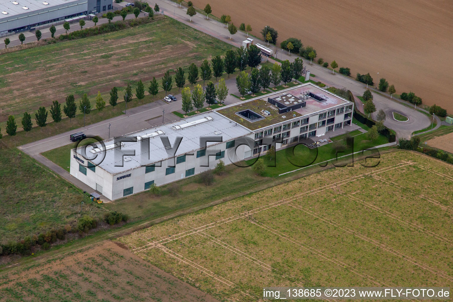 Vue aérienne de Shure Distribution GmbH à Eppingen dans le département Bade-Wurtemberg, Allemagne