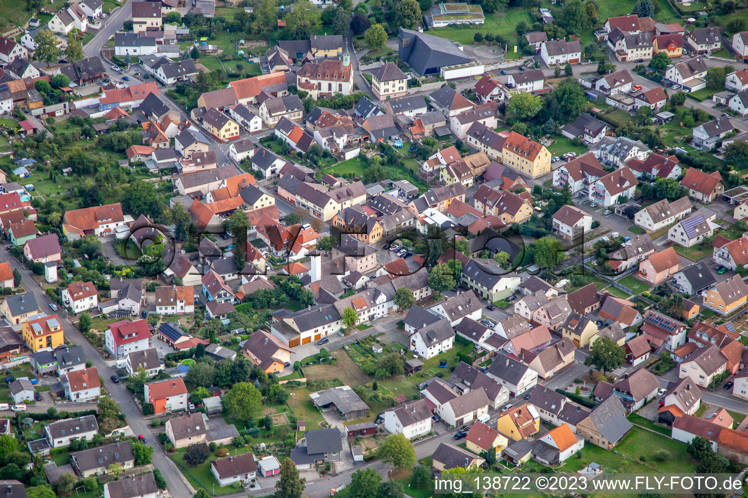Vue aérienne de Quartier Büchig in Bretten dans le département Bade-Wurtemberg, Allemagne