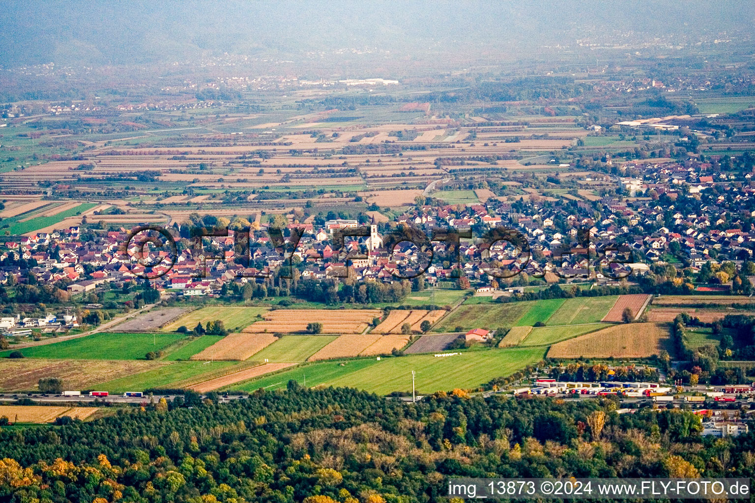 Vue aérienne de De l'ouest à le quartier Urloffen in Appenweier dans le département Bade-Wurtemberg, Allemagne