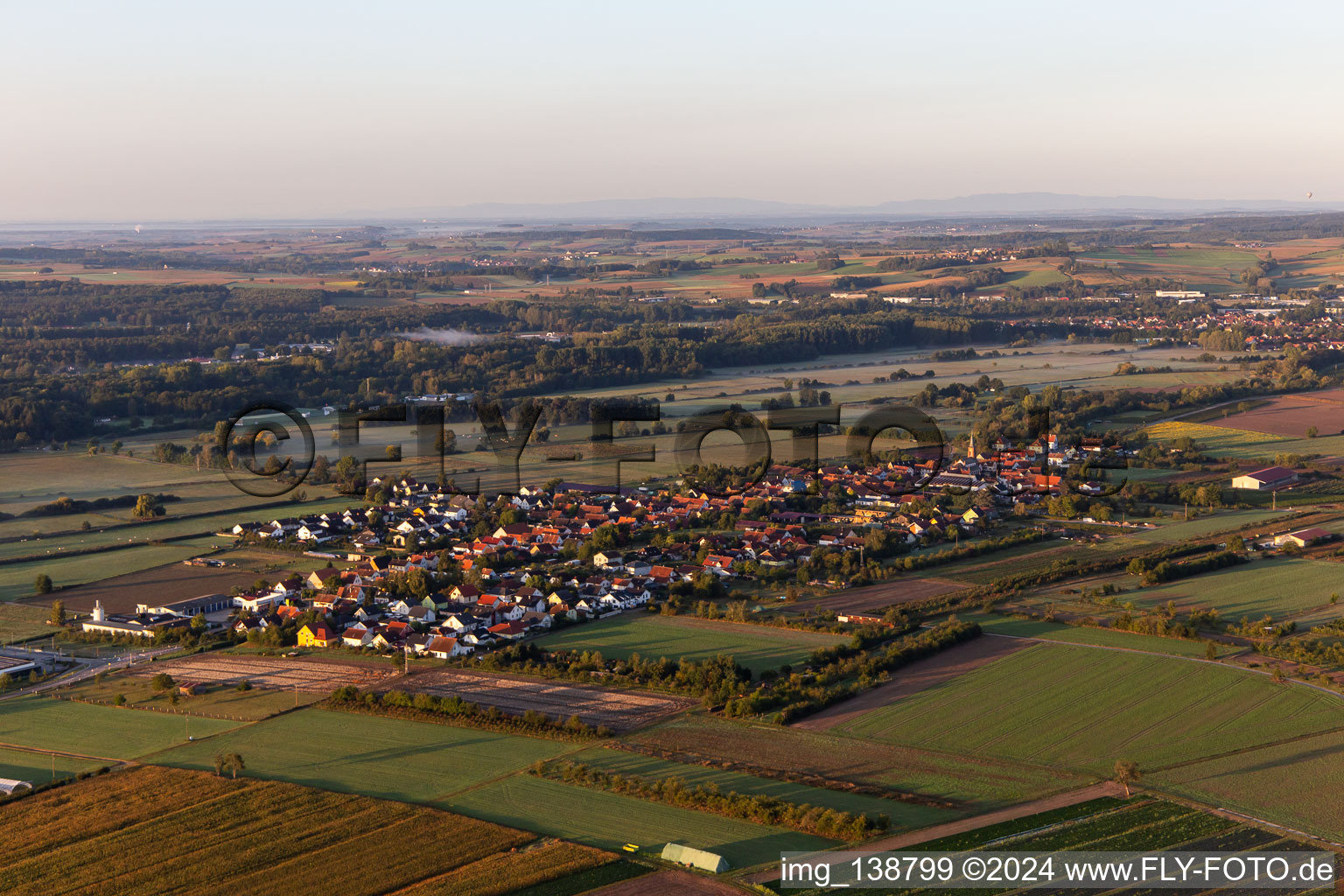 Vue aérienne de Du nord-est à Schweighofen dans le département Rhénanie-Palatinat, Allemagne