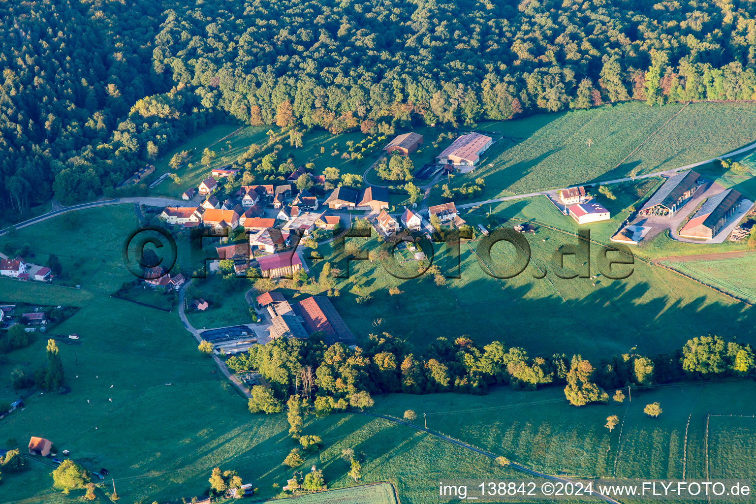 Vue aérienne de Pfaffenbronn à Lembach dans le département Bas Rhin, France