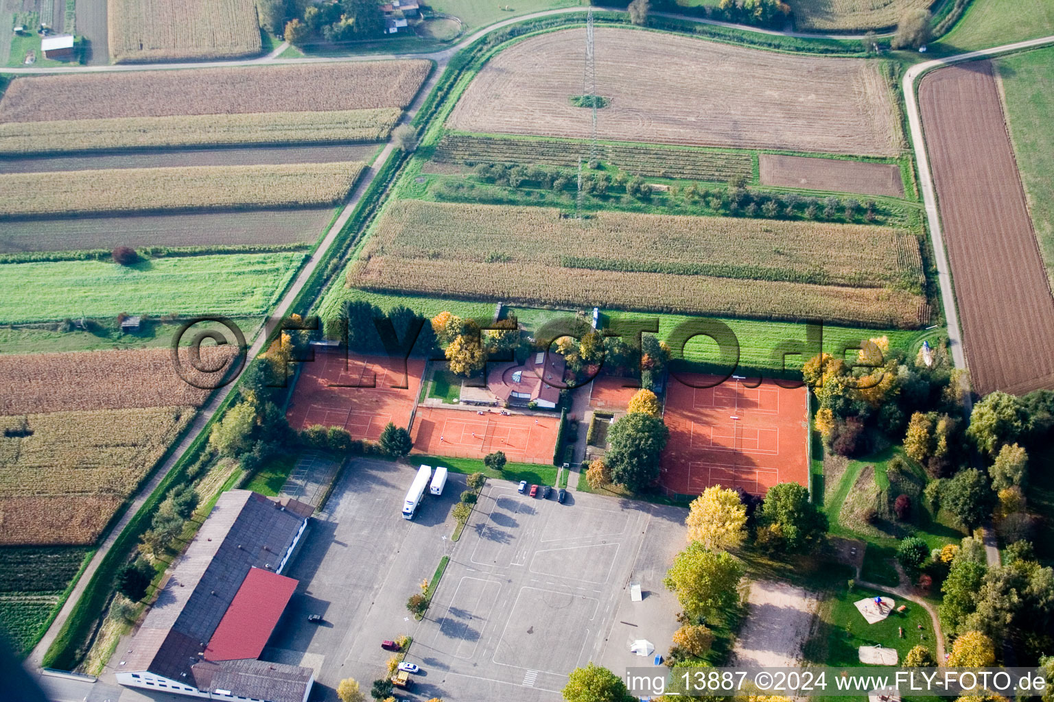 Vue aérienne de Club de tennis à le quartier Urloffen in Appenweier dans le département Bade-Wurtemberg, Allemagne