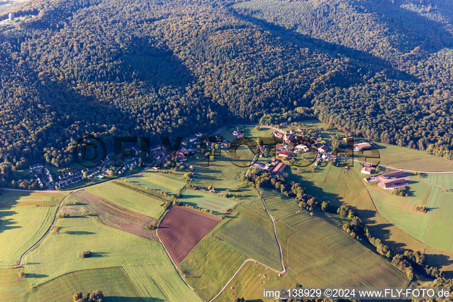 Vue d'oiseau de Lembach dans le département Bas Rhin, France