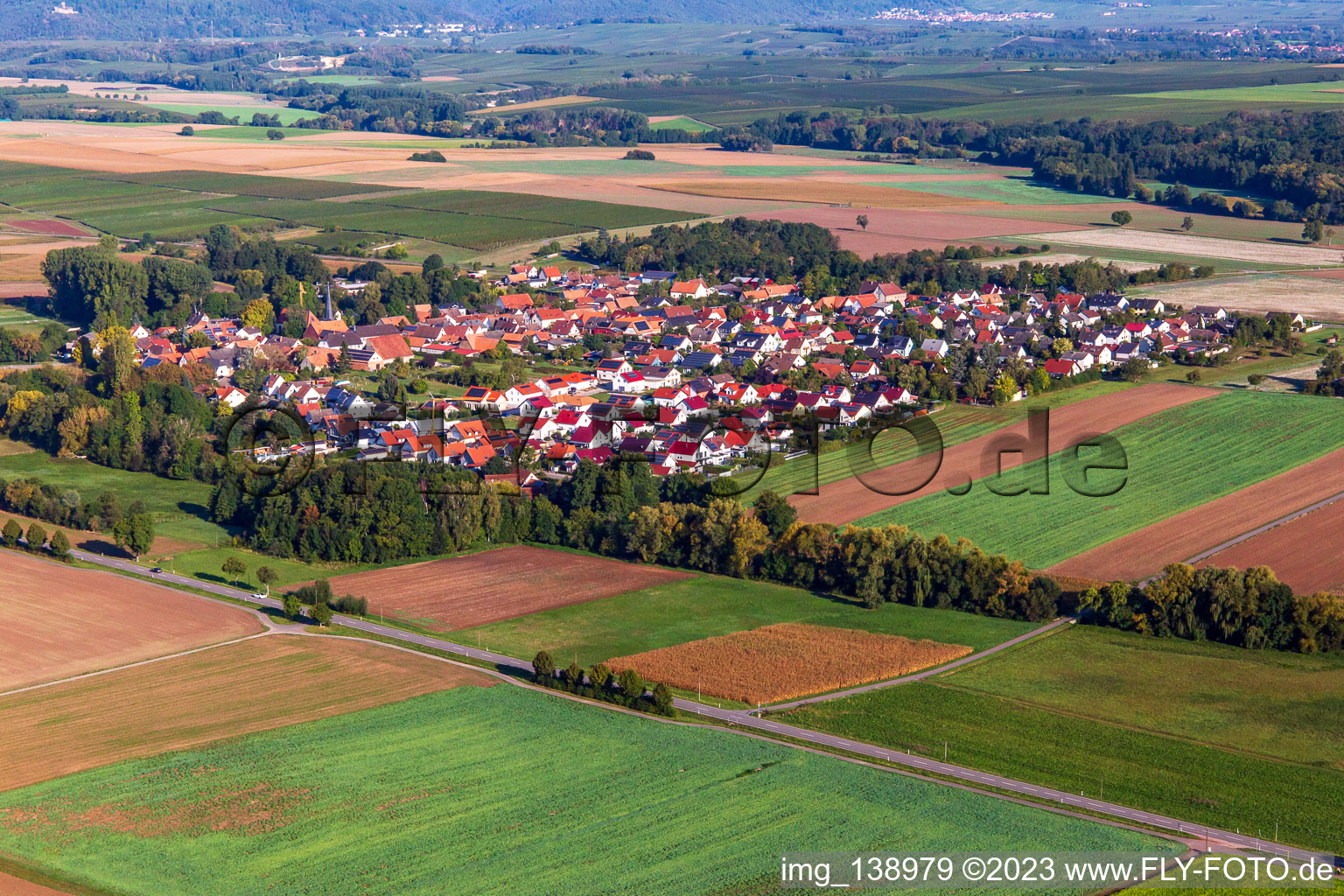 Vue aérienne de Du sud-est à Barbelroth dans le département Rhénanie-Palatinat, Allemagne
