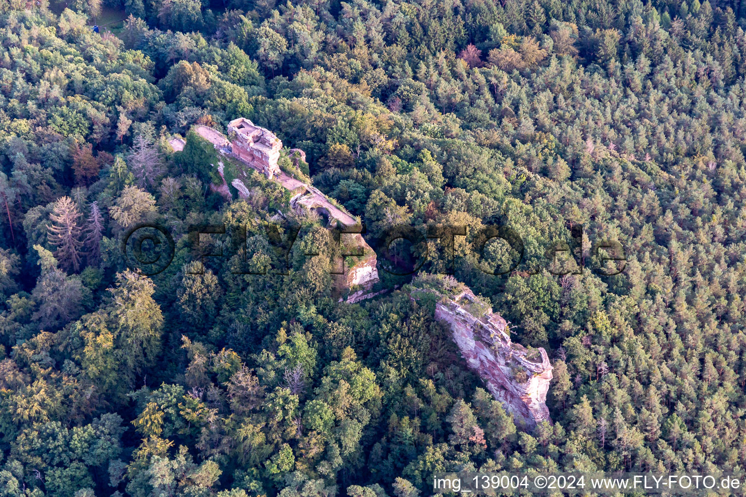 Photographie aérienne de Château de Drachenfels à Busenberg dans le département Rhénanie-Palatinat, Allemagne