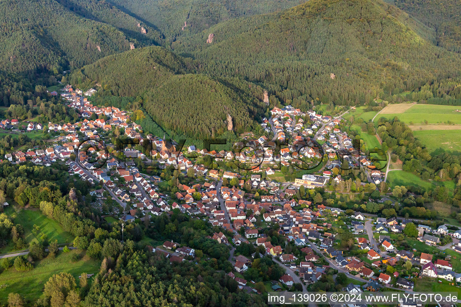 Vue aérienne de Du sud-ouest à Erfweiler dans le département Rhénanie-Palatinat, Allemagne