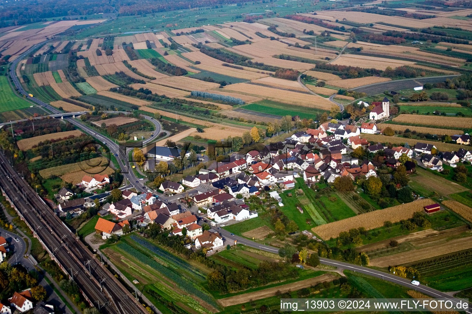 Vue aérienne de Vue sur le village à Appenweier dans le département Bade-Wurtemberg, Allemagne