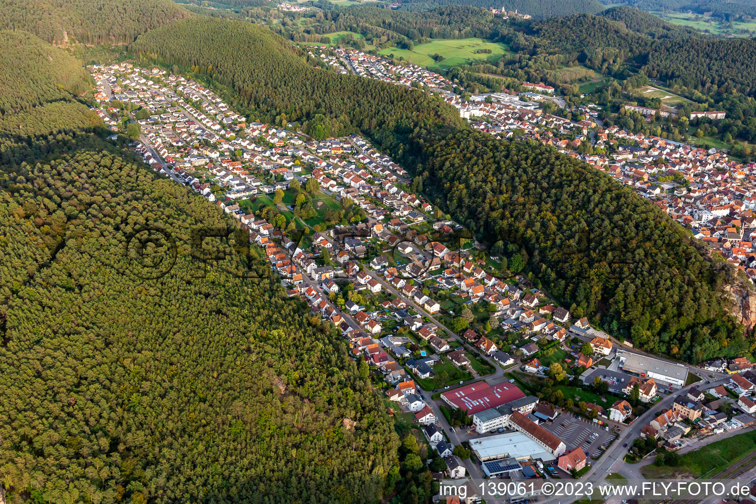 Vue oblique de Dahn dans le département Rhénanie-Palatinat, Allemagne