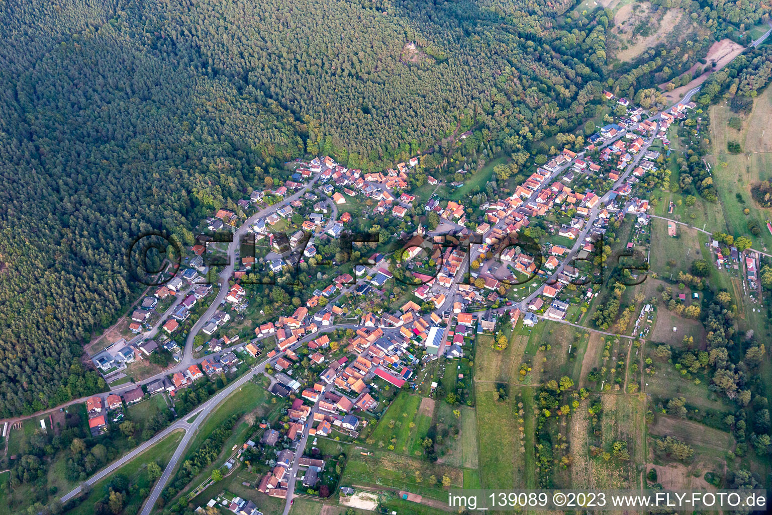 Photographie aérienne de Birkenhördt dans le département Rhénanie-Palatinat, Allemagne