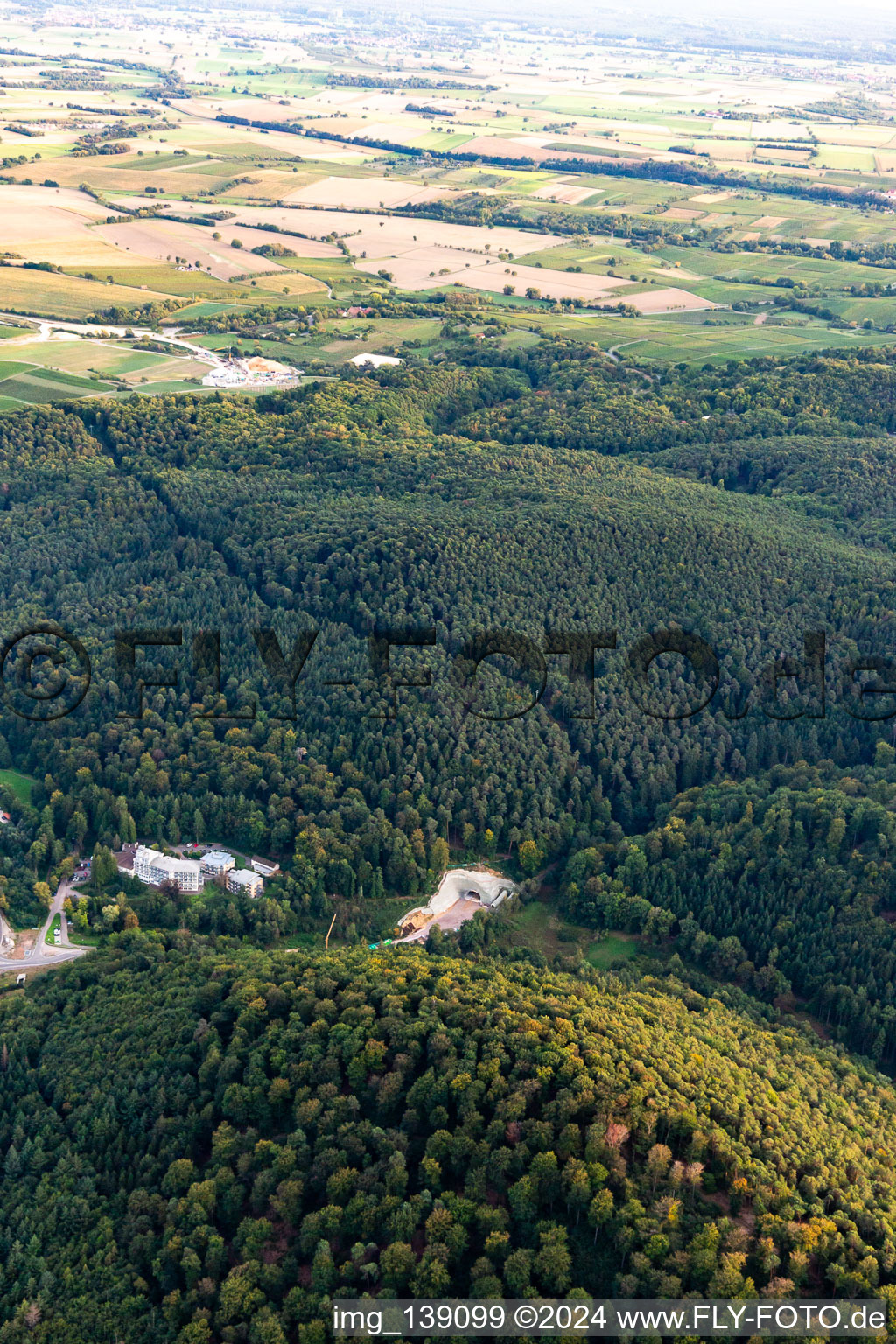 Vue oblique de Chantier du portail du tunnel à Bad Bergzabern dans le département Rhénanie-Palatinat, Allemagne