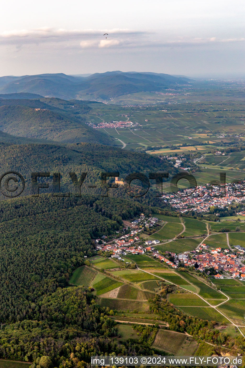 Vue aérienne de Haardtrand du sud à le quartier Gleiszellen in Gleiszellen-Gleishorbach dans le département Rhénanie-Palatinat, Allemagne