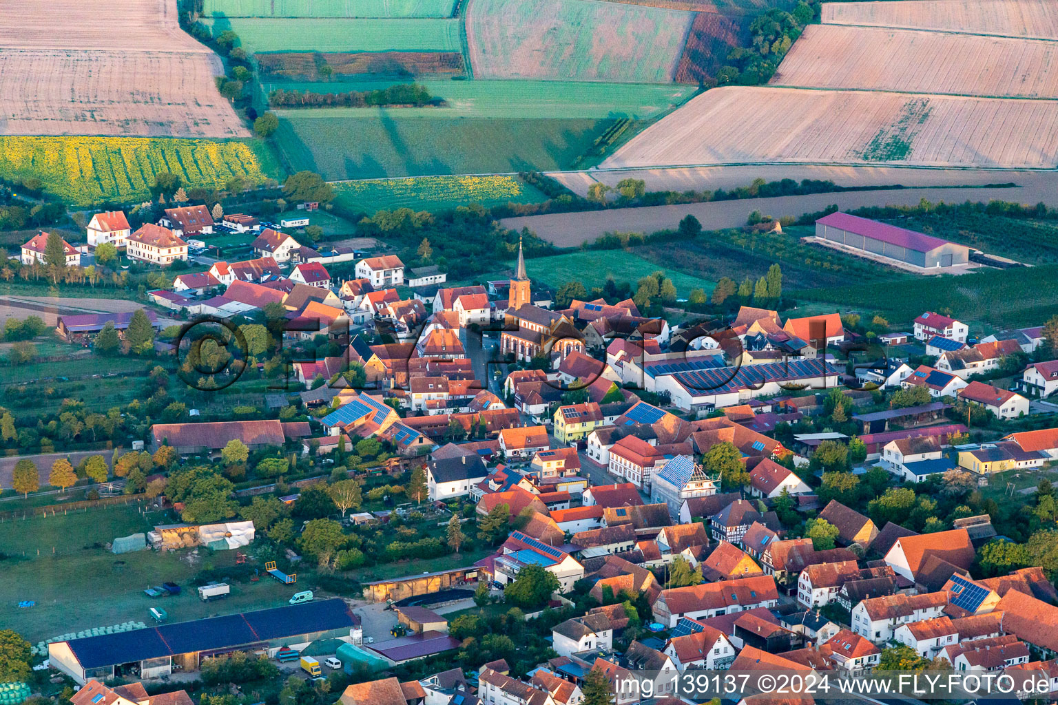 Vue aérienne de Du sud-ouest à Schweighofen dans le département Rhénanie-Palatinat, Allemagne