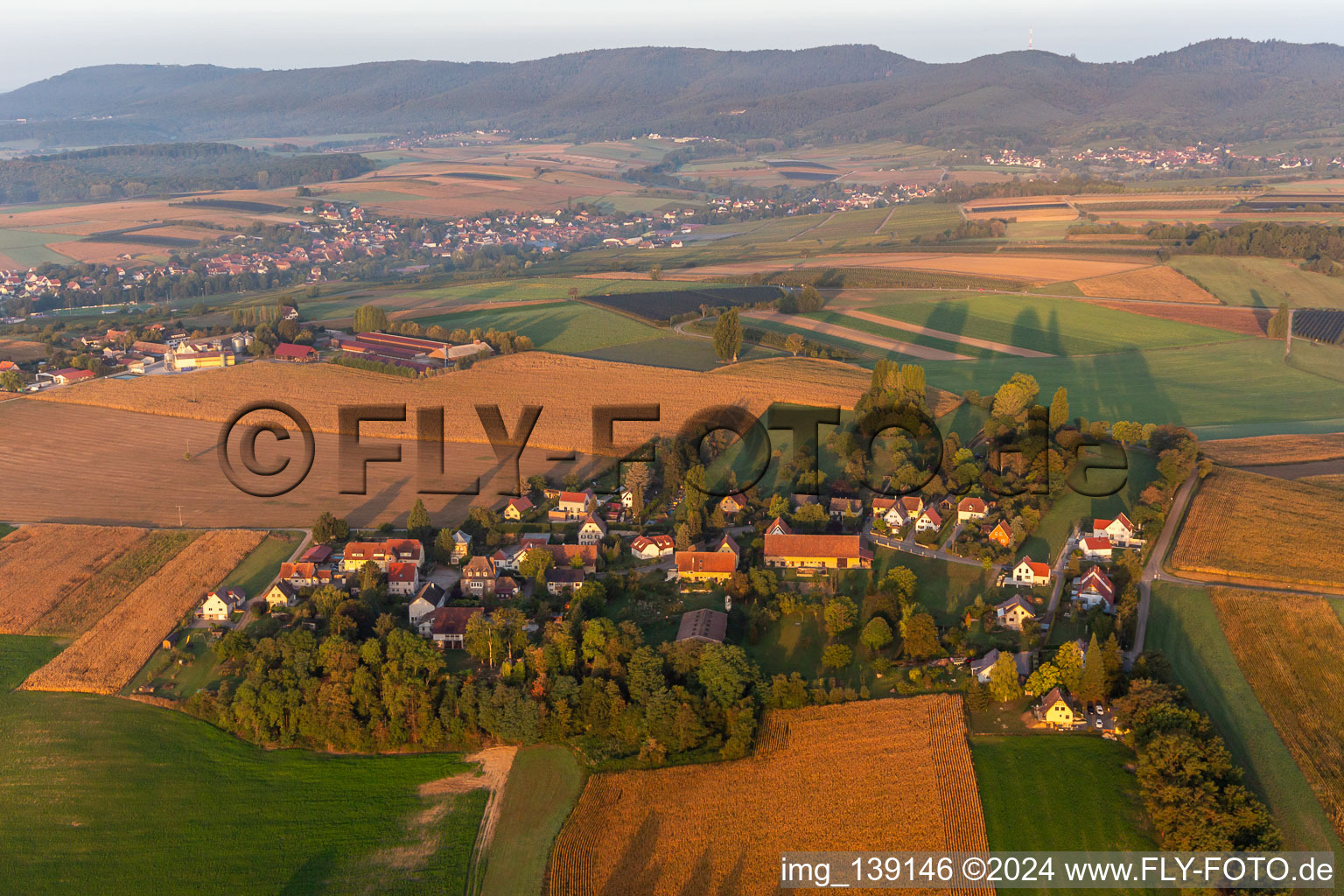 Vue oblique de Geisberg à le quartier Altenstadt in Wissembourg dans le département Bas Rhin, France