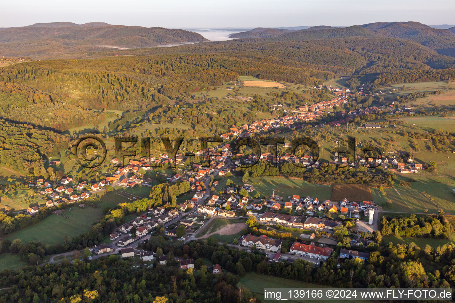 Langensoultzbach dans le département Bas Rhin, France d'en haut