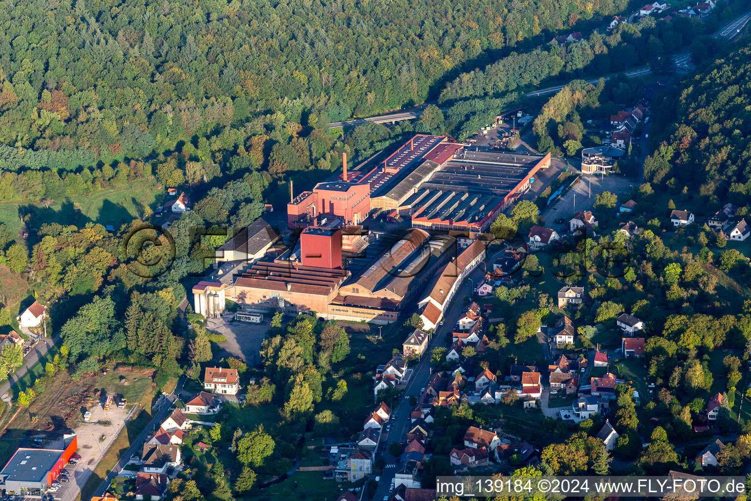 Vue aérienne de FONDERIE DE NIEDERBRONN à Niederbronn-les-Bains dans le département Bas Rhin, France