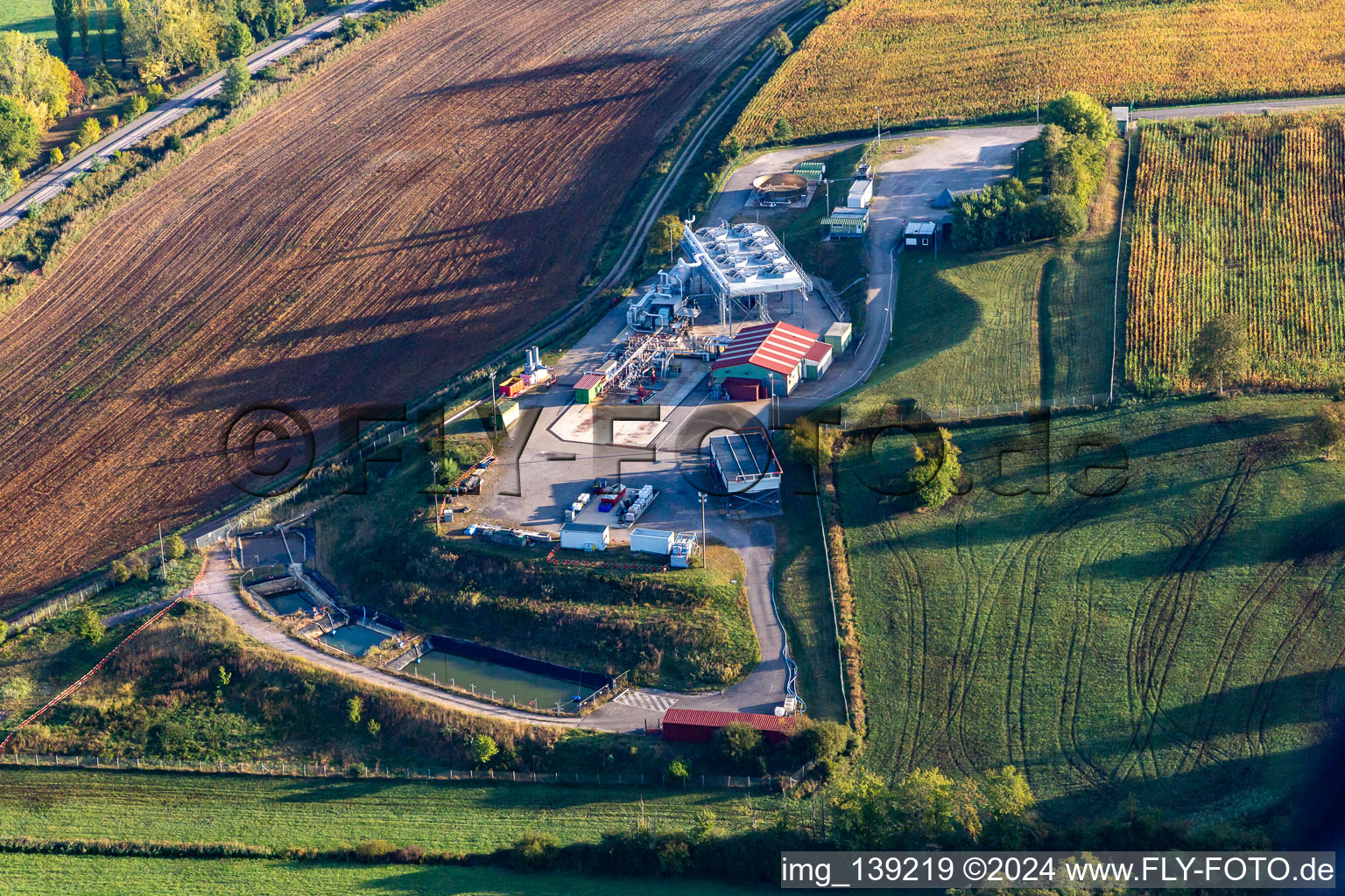 Vue aérienne de EDF- Géothermie de Soultz sous Forêts à Soultz-sous-Forêts dans le département Bas Rhin, France