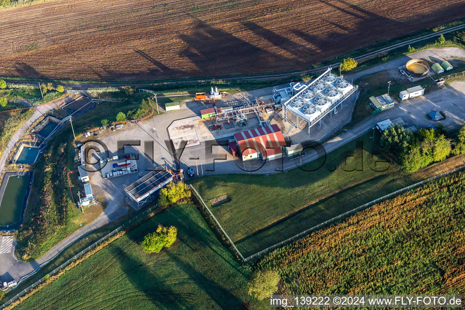 Vue oblique de EDF- Géothermie de Soultz sous Forêts à Soultz-sous-Forêts dans le département Bas Rhin, France