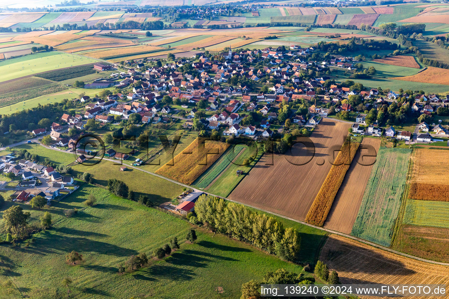 Vue aérienne de Du nord à Schœnenbourg dans le département Bas Rhin, France