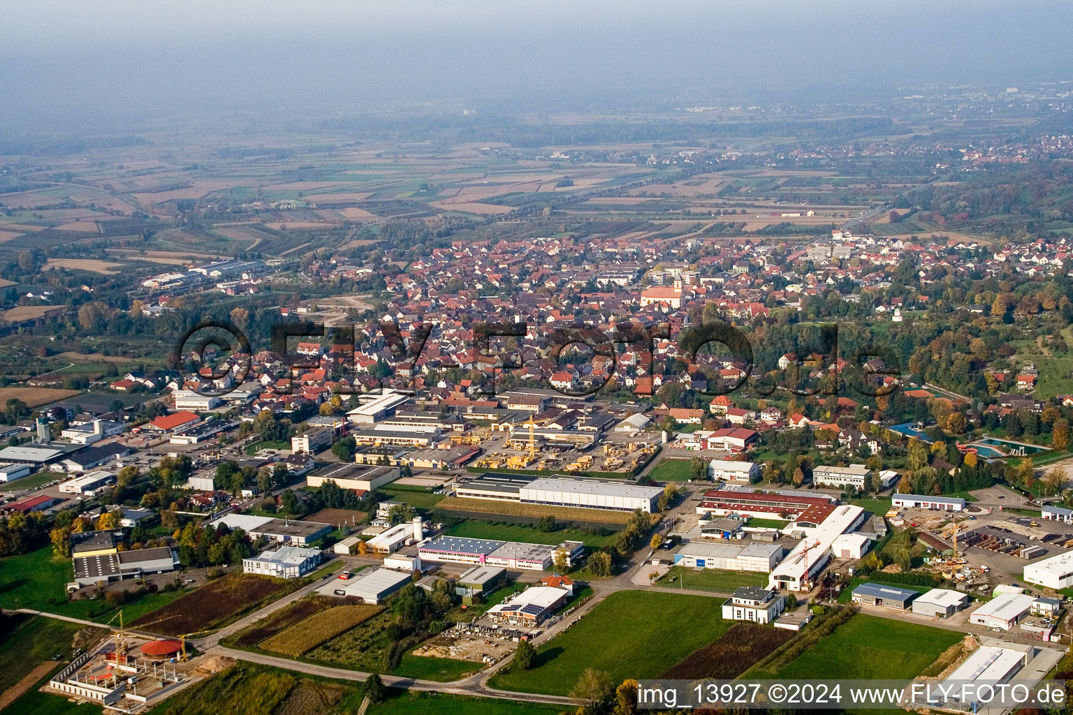 Vue aérienne de Renchen dans le département Bade-Wurtemberg, Allemagne