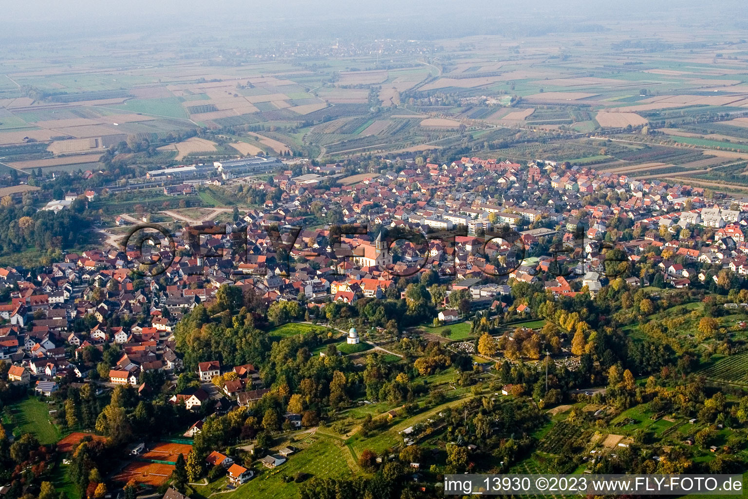Vue aérienne de Renchen dans le département Bade-Wurtemberg, Allemagne