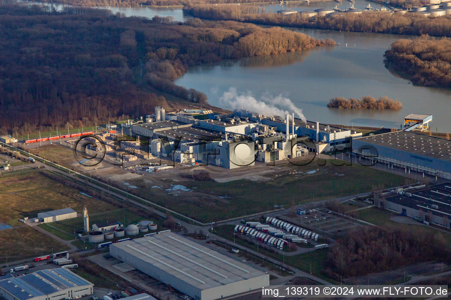 Vue aérienne de Moulin à papier de palmier du nord-ouest à Wörth am Rhein dans le département Rhénanie-Palatinat, Allemagne