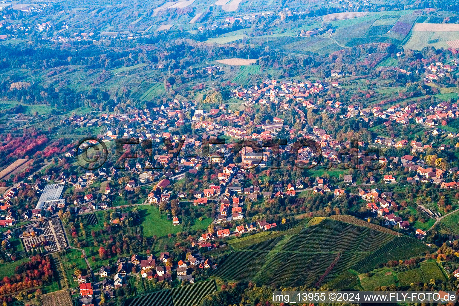 Vue aérienne de Du sud à le quartier Aspich in Lauf dans le département Bade-Wurtemberg, Allemagne