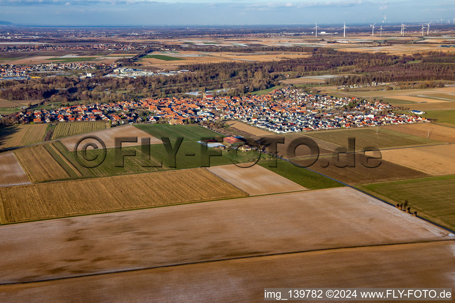 Vue aérienne de Du sud-ouest à Steinweiler dans le département Rhénanie-Palatinat, Allemagne