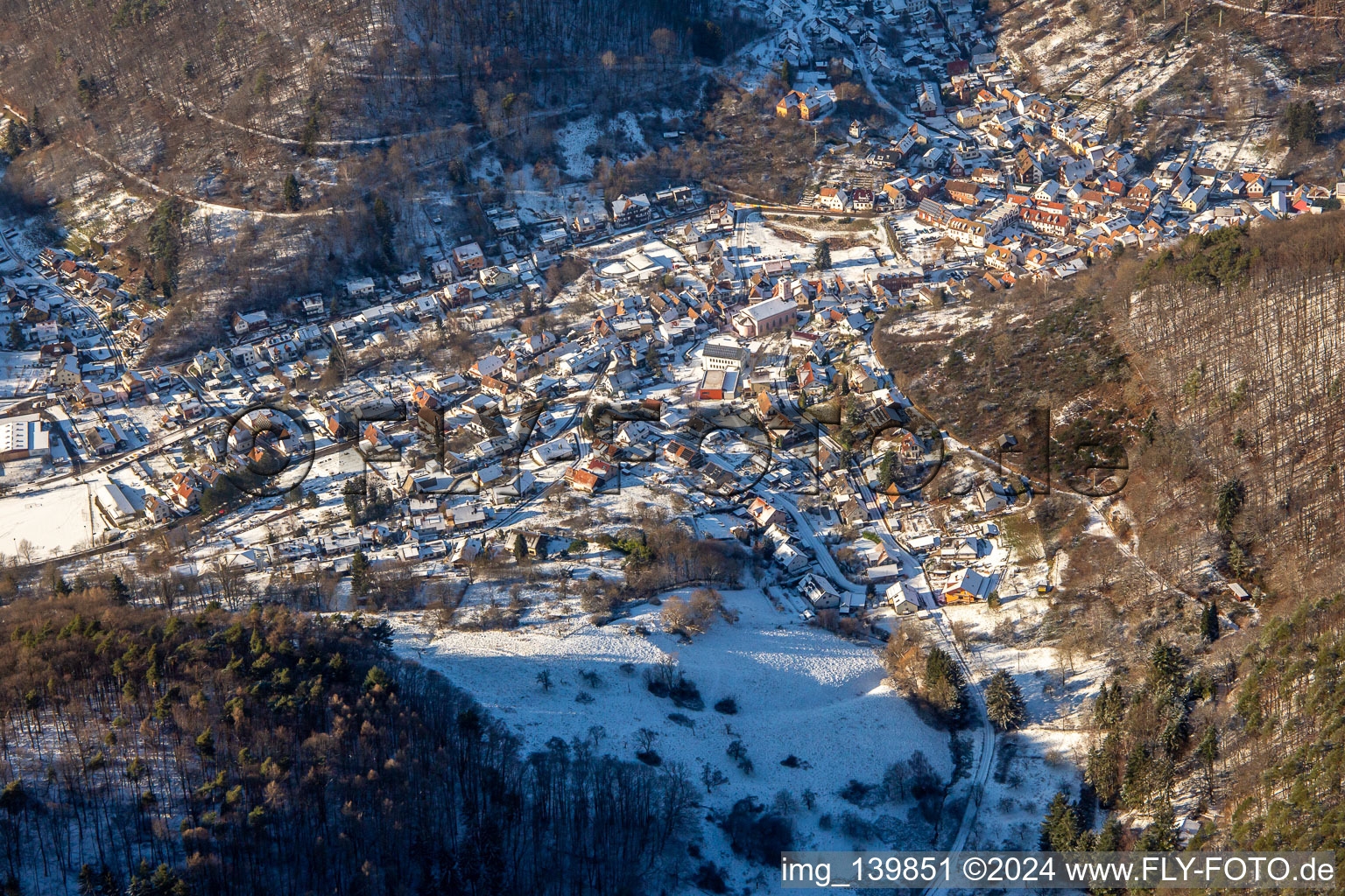 Vue d'oiseau de Flemlingen dans le département Rhénanie-Palatinat, Allemagne