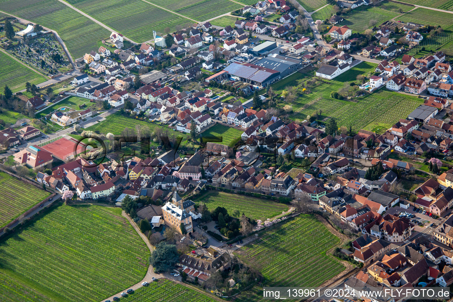 Vue aérienne de Fête du Château Edesheim à Edesheim dans le département Rhénanie-Palatinat, Allemagne