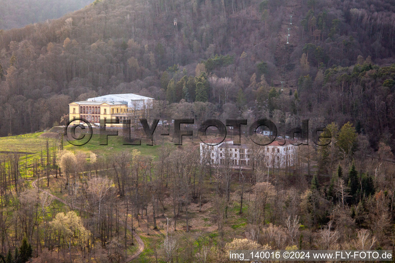 Château de la Villa Ludwigshöhe à Edenkoben dans le département Rhénanie-Palatinat, Allemagne depuis l'avion