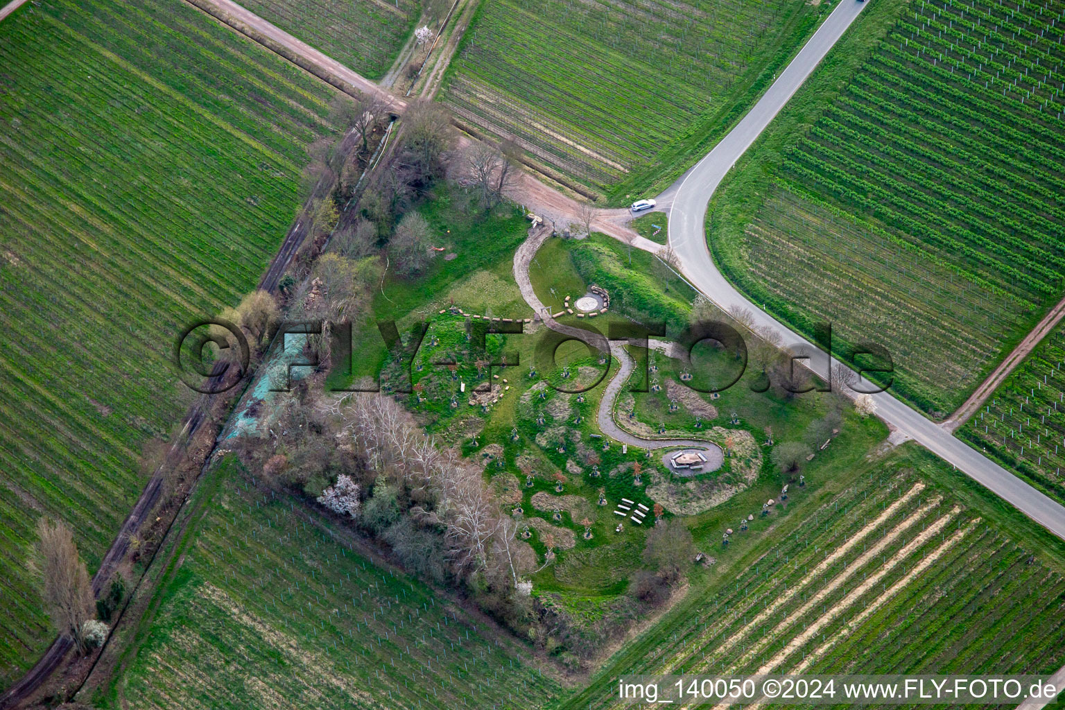 Vue aérienne de Climat ARBORETUM au printemps à Flemlingen dans le département Rhénanie-Palatinat, Allemagne