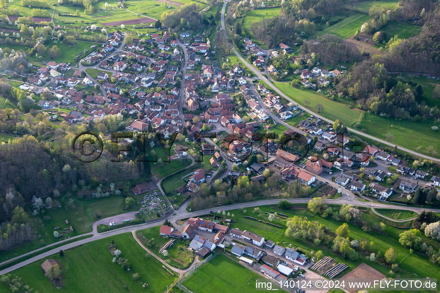 Vue aérienne de Du sud à Völkersweiler dans le département Rhénanie-Palatinat, Allemagne