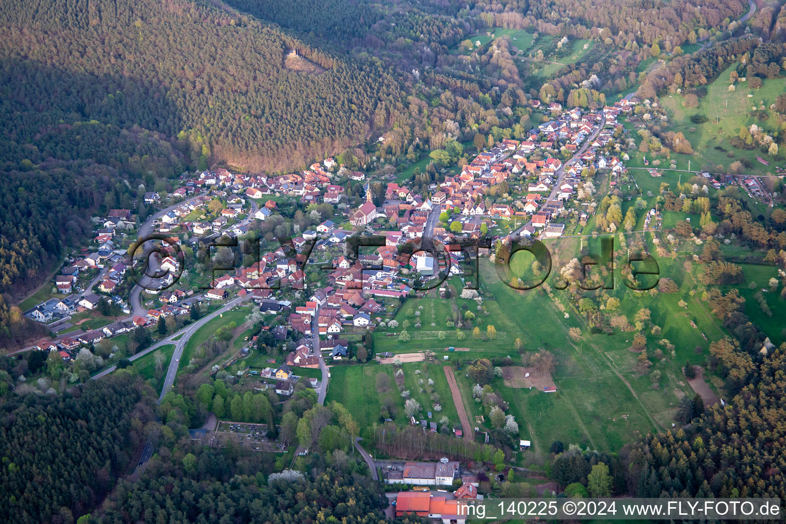 Vue aérienne de De l'ouest à Birkenhördt dans le département Rhénanie-Palatinat, Allemagne