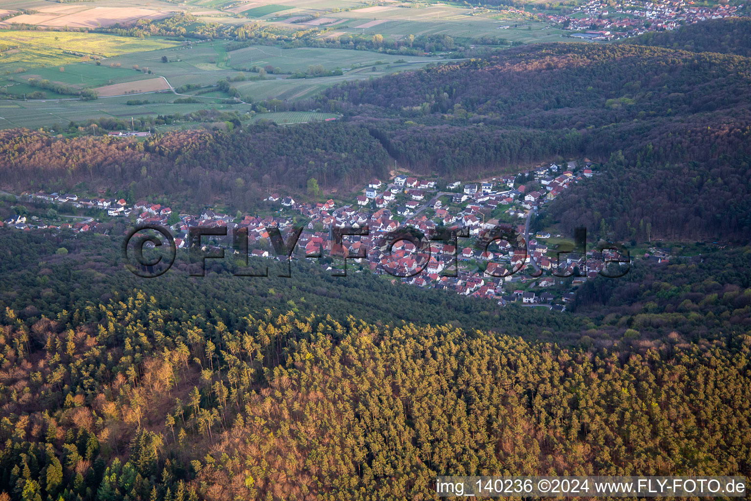Vue aérienne de Du nord-ouest à Dörrenbach dans le département Rhénanie-Palatinat, Allemagne
