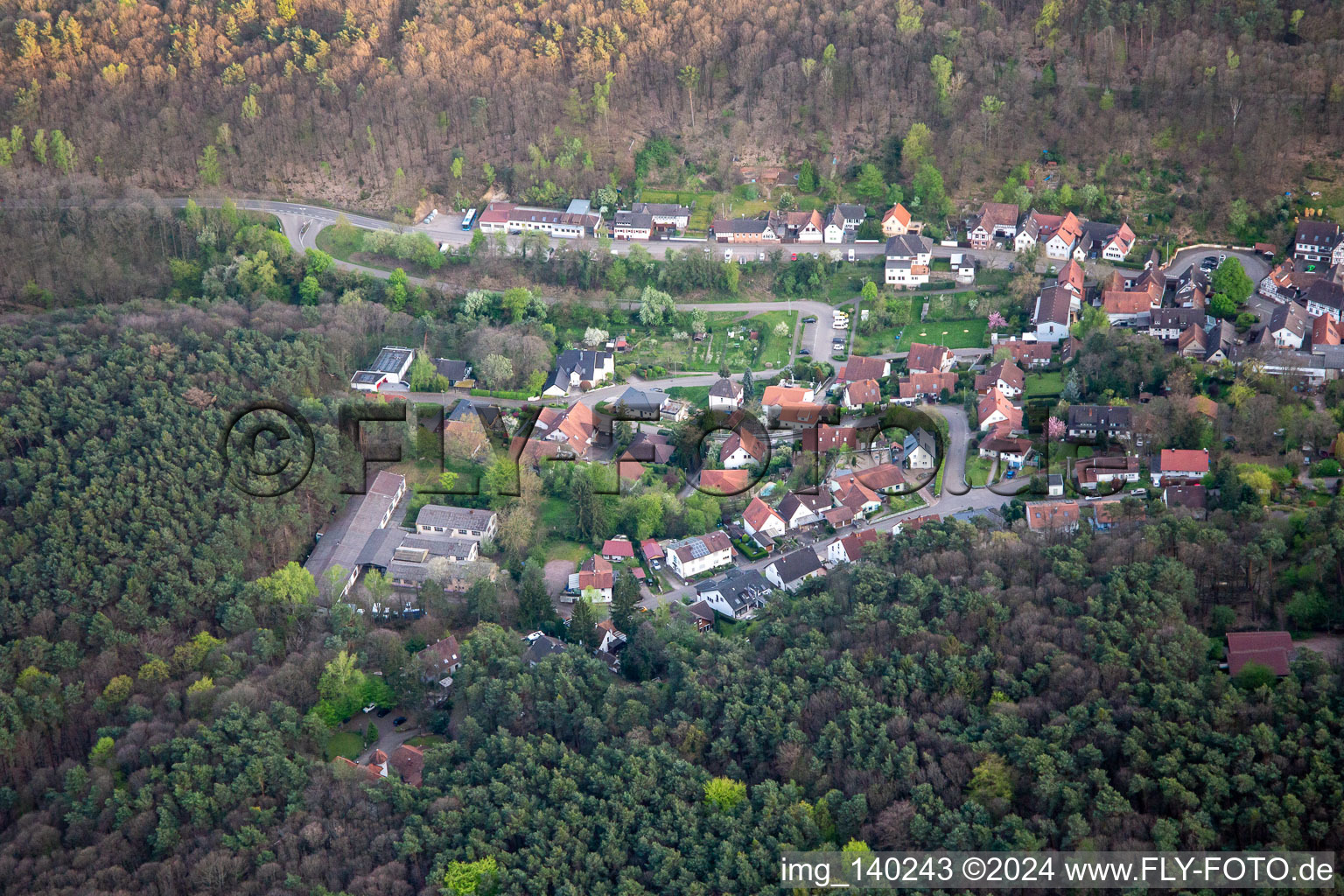 Vue aérienne de En d. cellule à Dörrenbach dans le département Rhénanie-Palatinat, Allemagne