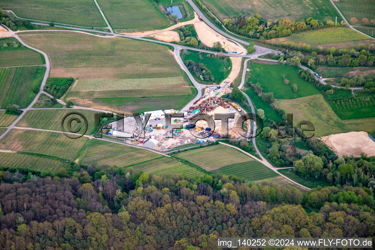 Vue aérienne de Chantier du tunnel Est à Dörrenbach dans le département Rhénanie-Palatinat, Allemagne