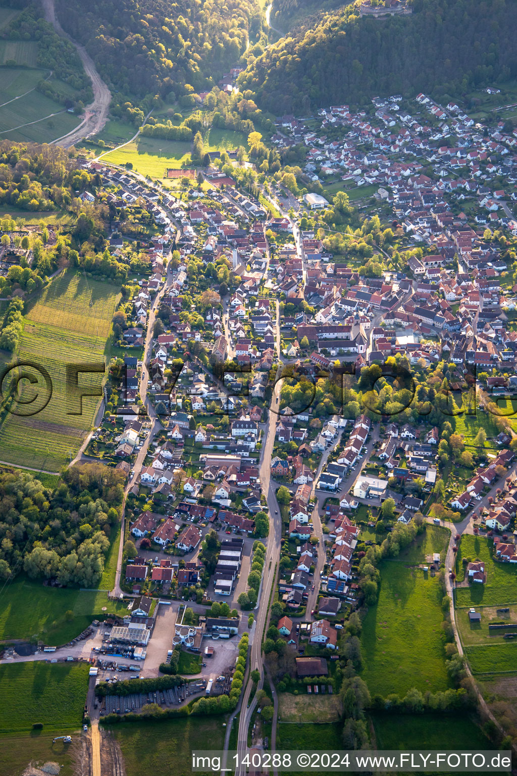 Vue aérienne de De l'est à Klingenmünster dans le département Rhénanie-Palatinat, Allemagne