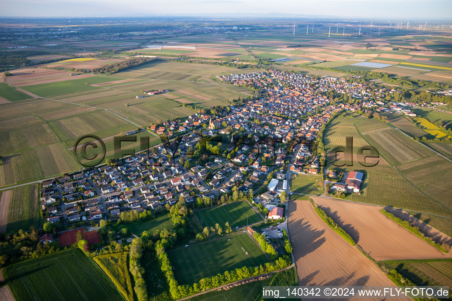 Vue aérienne de Du sud-ouest à Insheim dans le département Rhénanie-Palatinat, Allemagne