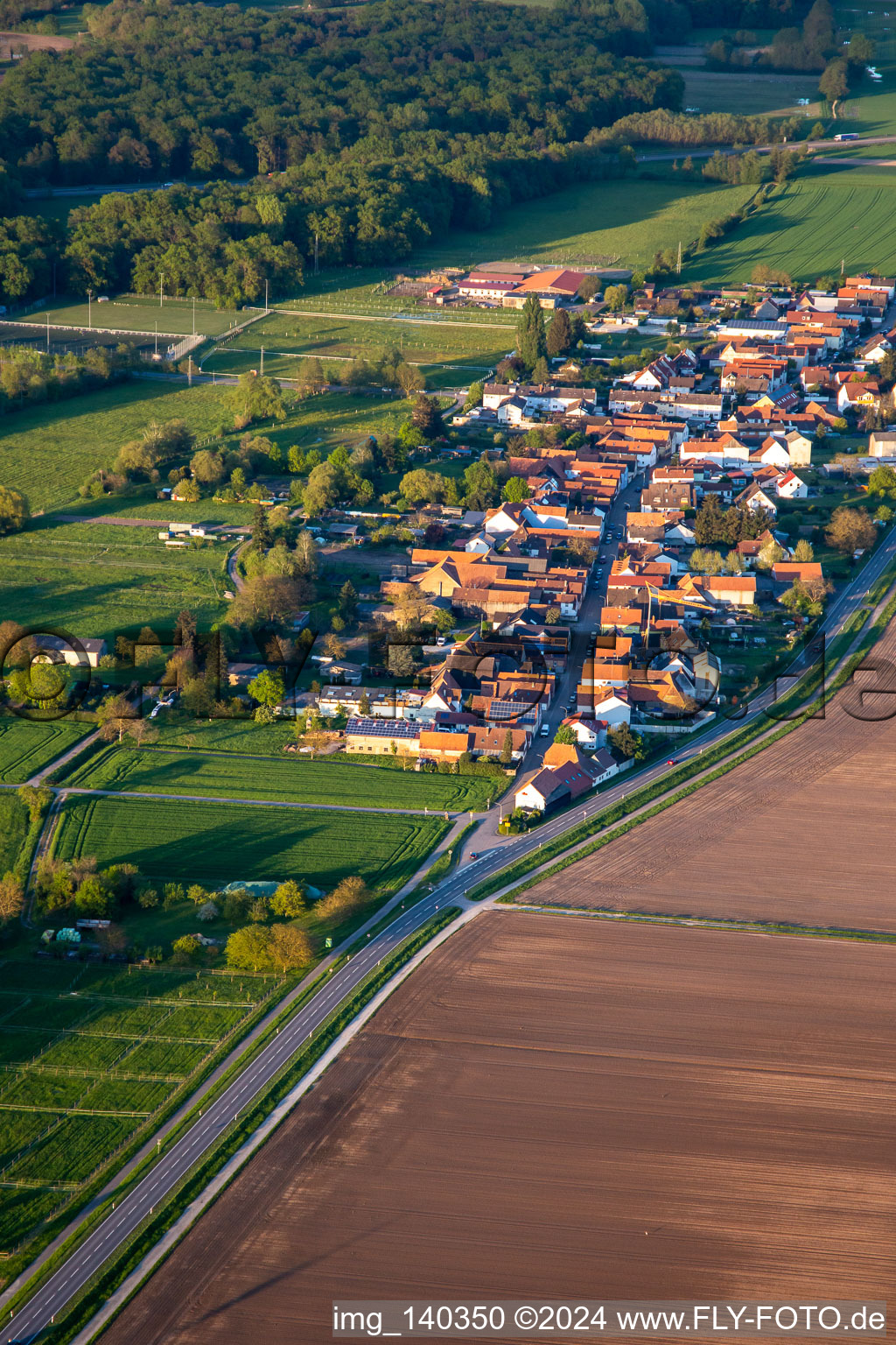 Vue aérienne de Brehmstr à le quartier Minderslachen in Kandel dans le département Rhénanie-Palatinat, Allemagne