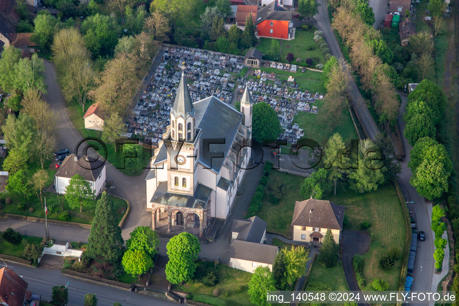 Vue aérienne de Herbitzheim dans le département Bas Rhin, France