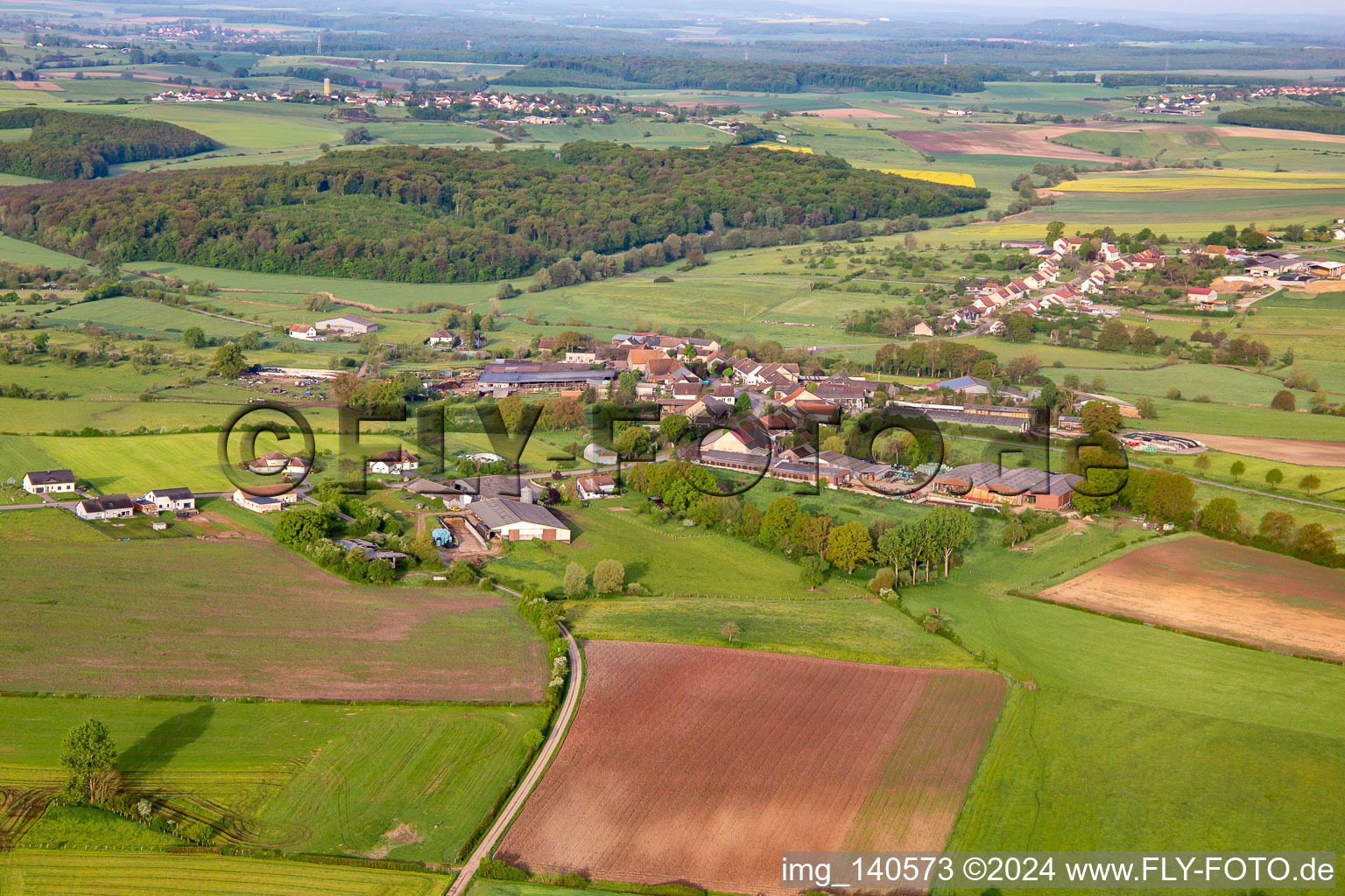 Vue aérienne de Hinsingen dans le département Bas Rhin, France