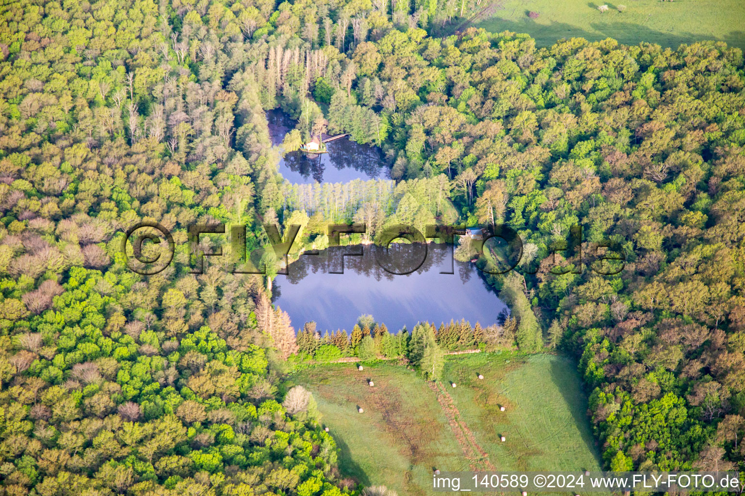 Vue aérienne de Plus fort dans la forêt à Vibersviller dans le département Moselle, France