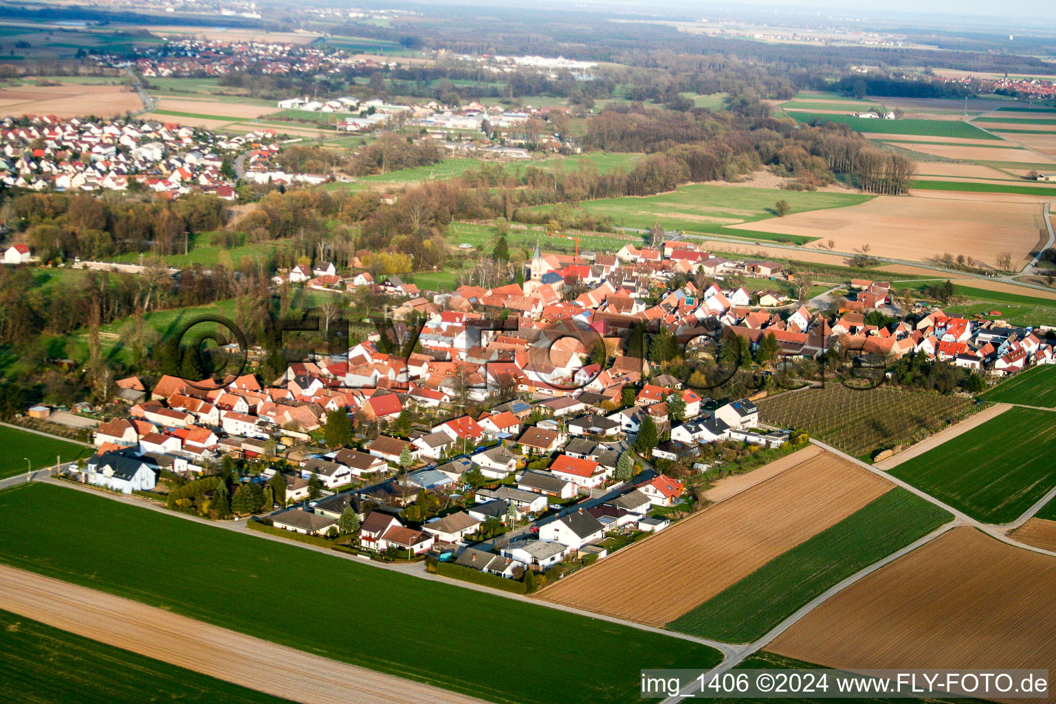 Vue aérienne de Quartier Mühlhofen in Billigheim-Ingenheim dans le département Rhénanie-Palatinat, Allemagne