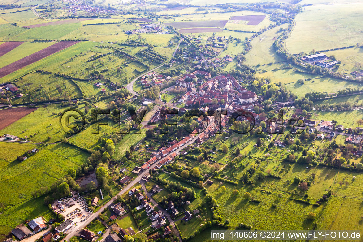 Vue aérienne de Fénétrange dans le département Moselle, France